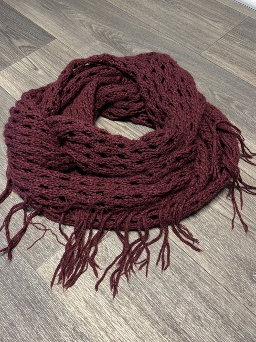 Crochet Oversized Infinity Scarf in Merlot